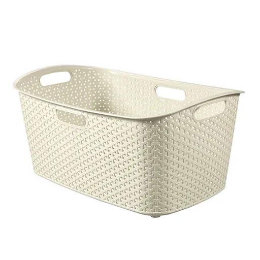 CURVER - Kôš na čisté prádlo, imitácia ratanu 47L biely