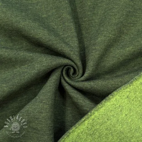 Teplákovina počesaná MELANGE bottle green