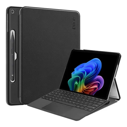 ENKAY LEATHER Zaklápací kryt pre Microsoft Surface Pro 12 čierny