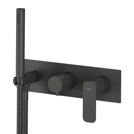 SAPHO - SPY podom. sprch./vaňová batéria, ručná sprcha, 3 výstupy, čierna matná PY53/15