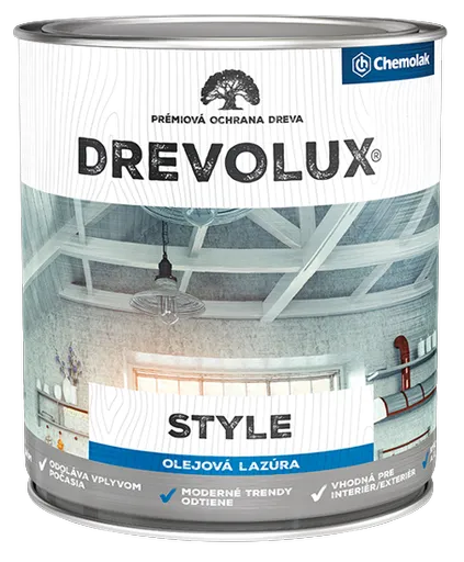 DREVOLUX STYLE - Olejová dekoračná lazúra s voskom 0,75 L biela drevolux