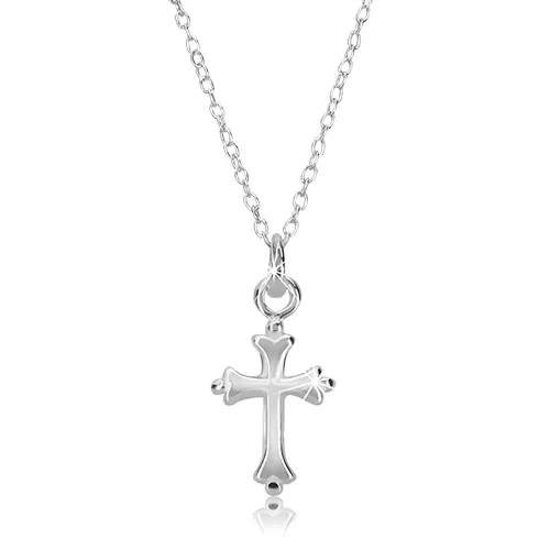 Lesklý náhrdelník - retiazka s oblým krížom, striebro 925