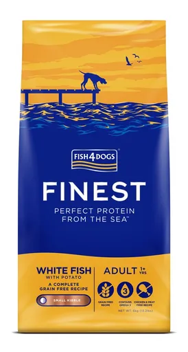 FISH4DOGS Granule malé pre dospelých psov Finest biela ryba so zemiakmi 6kg, 1+