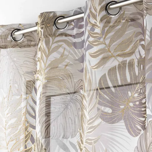 Záclona s metalickou potlačou palmových listov