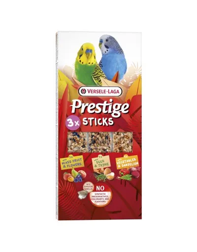 Versele Laga Prestige Sticks Small Parakeets - tyčinky pre stredné papagáje s rôznymi príchuťami 3ks, 90g