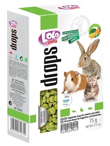 LOLOPETS zeleninové dropsy pre hlodavce a králiky 75g