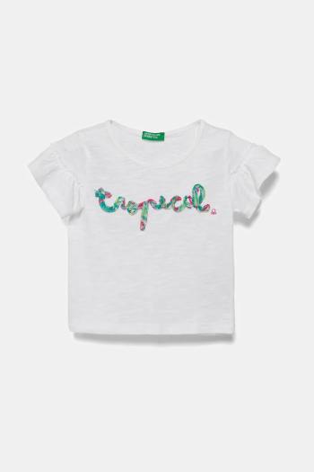 Detské bavlnené tričko United Colors of Benetton biela farba, 38V4G10JI