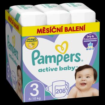 PAMPERS Active Baby-Dry mesačné balenie 3 MIDI 6-10 kg 208 kusov