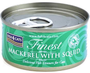 FISH4CATS Konzerva pre mačky Finest makrela s kalmárom 70g