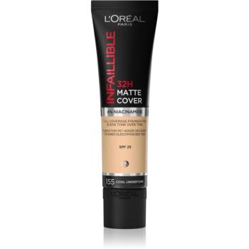 L’Oréal Paris Infallible 32H Matte Cover dlhotrvajúci zmatňujúci make-up SPF 25 odtieň 155 (Cool Undertone) 30 ml