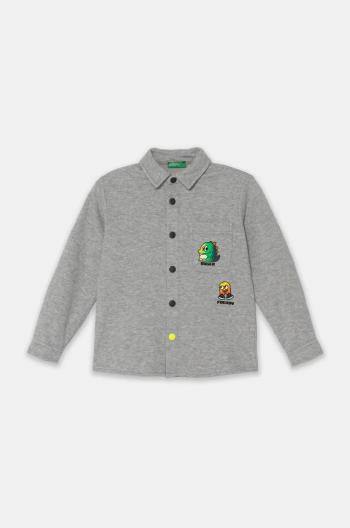 Detská košeľa United Colors of Benetton šedá farba, 5LKLGQ02C