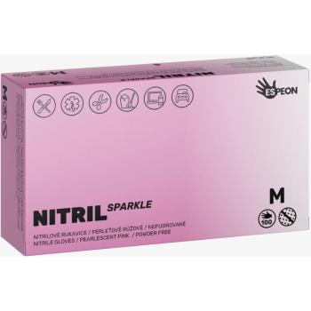 Espeon Nitril Sparkle Pearlescent Pink nitrilové nepudrované rukavice veľkosť M 2x50 ks