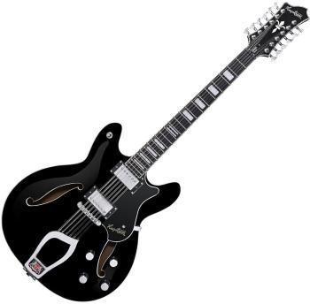 Hagstrom Viking Deluxe 12 Gloss Black Semiakustická gitara