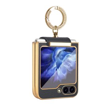 LEATHER Kryt s držiakom pre Samsung Galaxy Z Flip6 5G čierny
