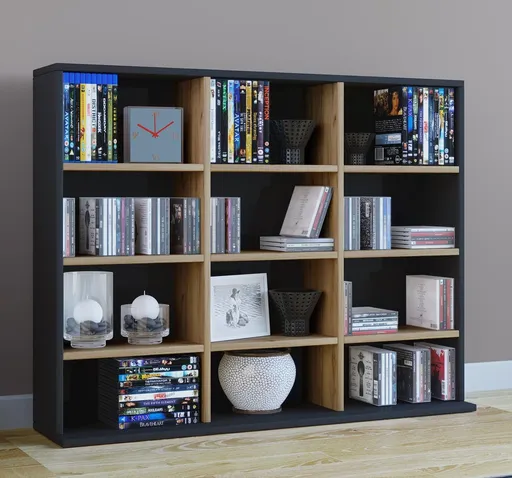 VCM Dřevěný stojan na CD a DVD Megosa L, černá