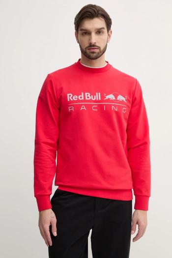 Mikina Red Bull Racing x Pepe Jeans TEAM LOGO CREW pánska, červená farba, s potlačou, RM580017