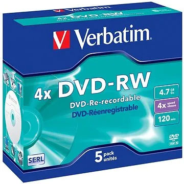 Verbatim DVD-RW 4×, 5ks v krabičke (43285)
