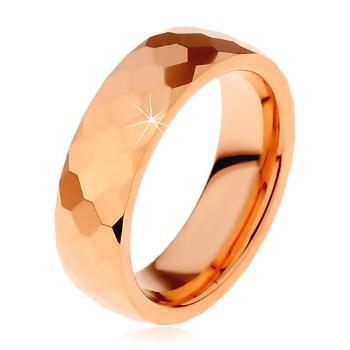 Obrúčka z tungstenu v medenom odtieni, vybrúsené šesťhrany, 6 mm - Veľkosť: 52 mm