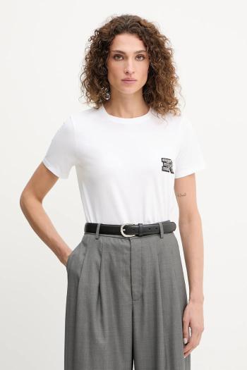 Bavlnené tričko Ermanno Scervino dámske, biela farba, 57TL010EE0