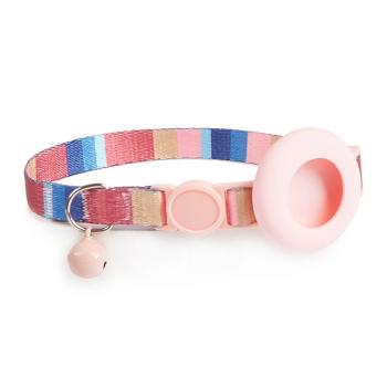 PROTEMIO JINGLY PAW Obojok s rolničkou a puzdrom pre Apple AirTag STRIPES