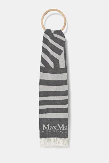 Bavlnený šál Max Mara Beachwear dámske, šedá farba, vzorovaný, 2516591019600