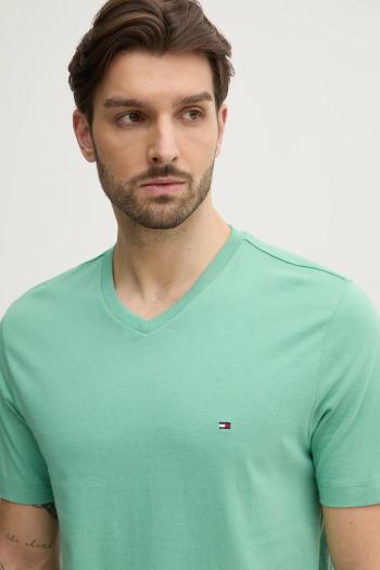 Bavlnené tričko Tommy Hilfiger pánske, zelená farba, jednofarebné, MW0MW39249