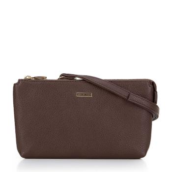 Dámska dvojkomorová crossbody kabelka z eko kože hnedá 29-4Y-607-4