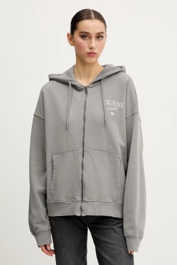 Bavlnená mikina Guess Originals dámska, šedá farba, s kapucňou, s potlačou, M5GQ34 KCPR1