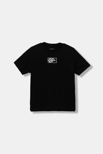 Detské bavlnené tričko Vans BY BLOCKED BOX SS TEE čierna farba, jednofarebné, VN000RBCBLK1