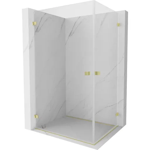 MEXEN/S - Lunar-B Duo sprchovací kút dvere krídlové 85 x 80, transparent, zlato kartáčovaná 832-085L-080P-55-00