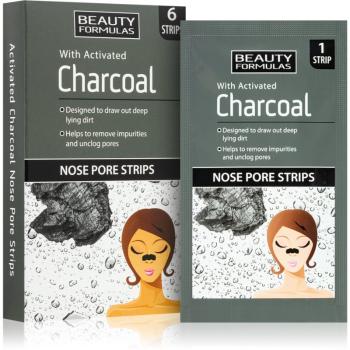 Beauty Formulas Charcoal čistiaca náplasť na zanesené póry na nose 6 ks