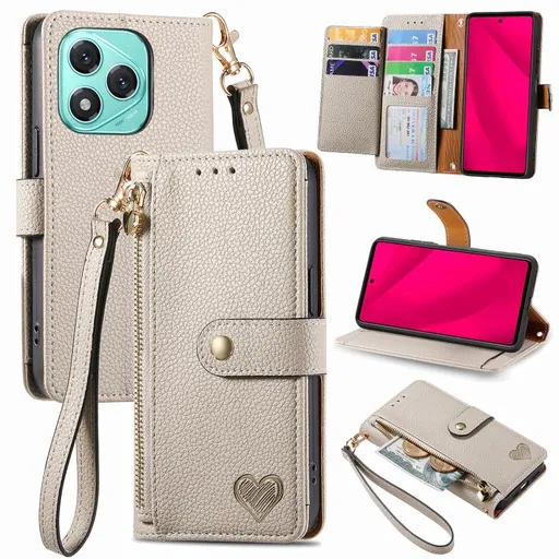 HEART Peňaženkové puzdro pre Honor 400 Lite 5G šedé