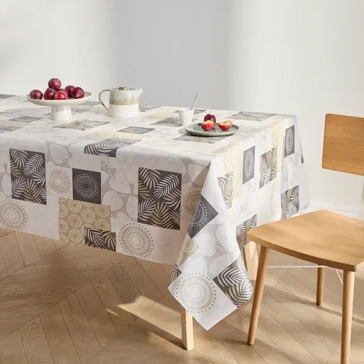 Voskovaný obrus s patchwork potlačou listov