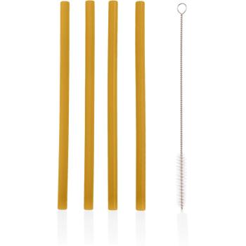 Zopa Silicone Straw silikónová rúrka + kefa 6 m+ Mustard Yellow 4 ks
