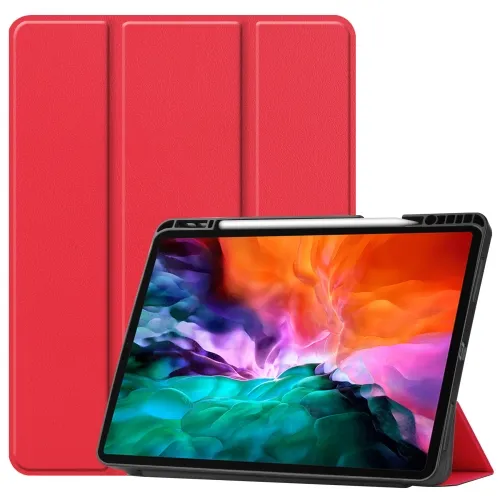 LEATHER Zaklápací obal Apple iPad Pro 12.9 2022 / 2021 červený
