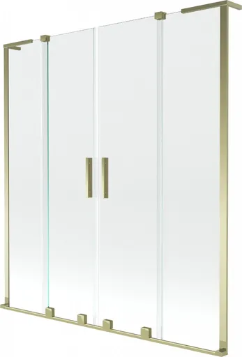 MEXEN/S - Velar L Duo dvojkrídlová posuvná vaňová zástena 140 x 150, transparent, zlatá 896-140-003-02-50