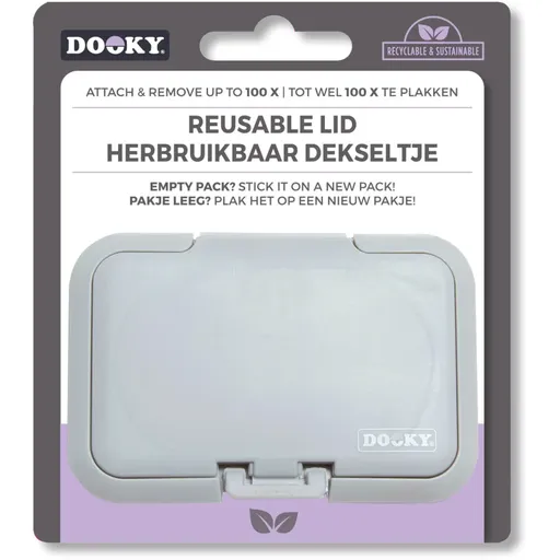 Dooky Reusable Lid Grey Card uzáver na vlhčené obrúsky 1 ks