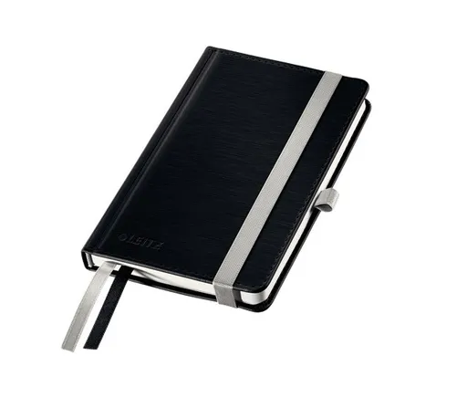 LEITZ Zápisník STYLE A6, tvrdé dosky, štvorčekový, saténovo čierna