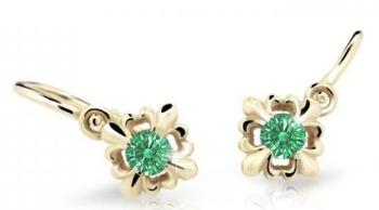 Cutie Jewellery Roztomilé detské náušnice zo žltého zlata C2212-10-X-1 zelená