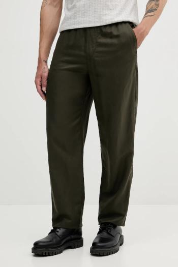 Nohavice s prímesou ľanu Armani Exchange zelená farba, rovný strih, XM000655 AF13180