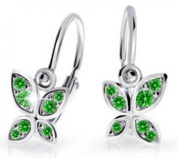 Cutie Jewellery Detské náušnice z bieleho zlata Motýliky C2259-10-X-2 zelená