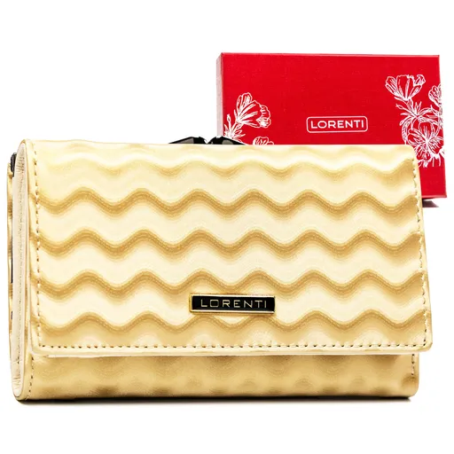 Kožená dámska peňaženka na kovový uzáver a patent so vzorom vĺn - Lorenti