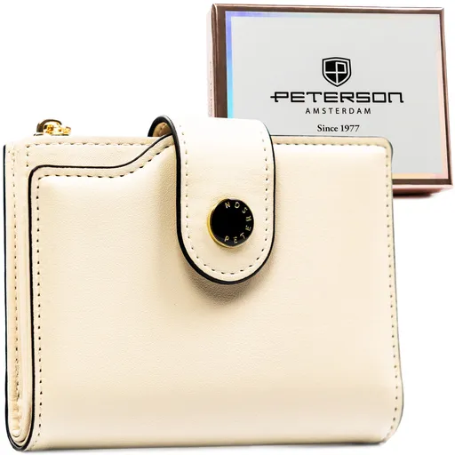 Dámska béžová peňaženka z ekologickej kože – stredná veľkosť, RFID ochrana – Peterson
