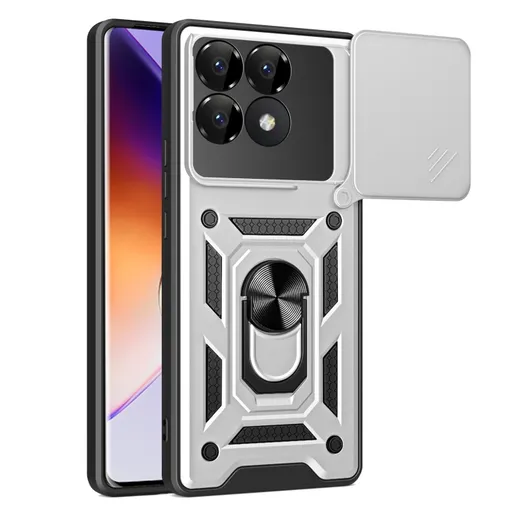 RING CAMERA Kryt s držiakom pre Xiaomi Poco F6 Pro strieborný
