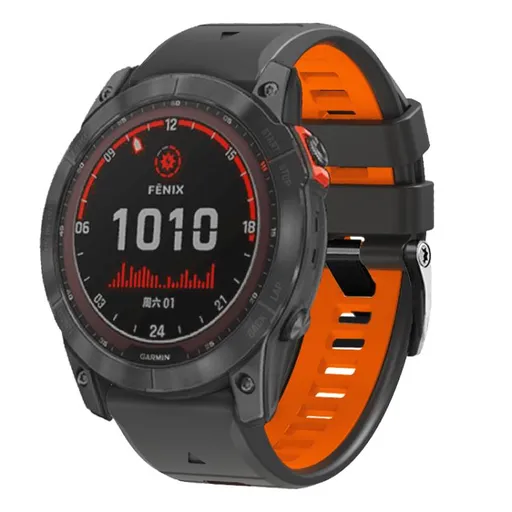 SPORTY QUICK FIT Vymeniteľný silikónový remienok Garmin - šírka 22mm GREY-ORANGE