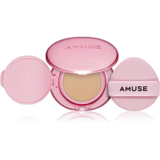 AMUSE Dew Power Vegan Cushion dlhotrvajúci make-up v hubke pre rozjasnenie a vyhladenie pleti odtieň 03 Honey 15 g