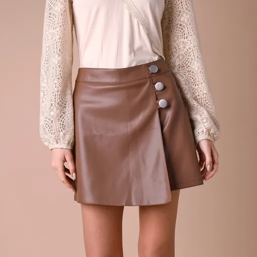 Koženkové sukňové šortky so zavinovacím efektom