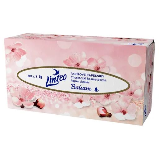 LINTEO Papierové vreckovky s balzamom 3-vrstvové Box 90 ks