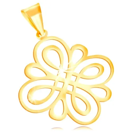 Prívesok zo žltého zlata 585 - lesklý plochý ornament z oblých slučiek