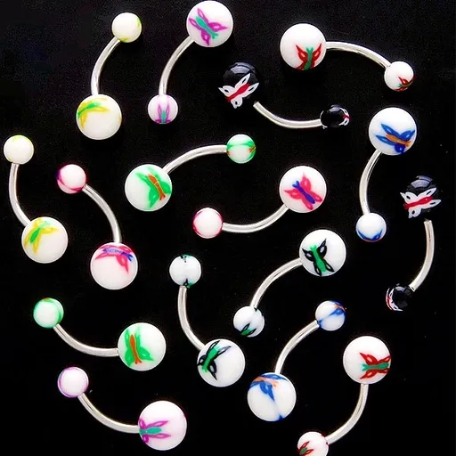 Piercing do pupku farebný motýľ - Farba piercing: Ružová